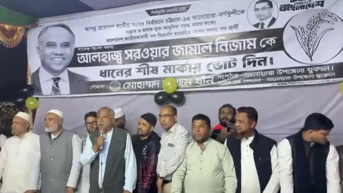 বিএনপির প্রার্থী সরওয়ার জামাল নিজাম বক্তব্য দিচ্ছেন। ছবি : রূপালী বাংলাদেশ