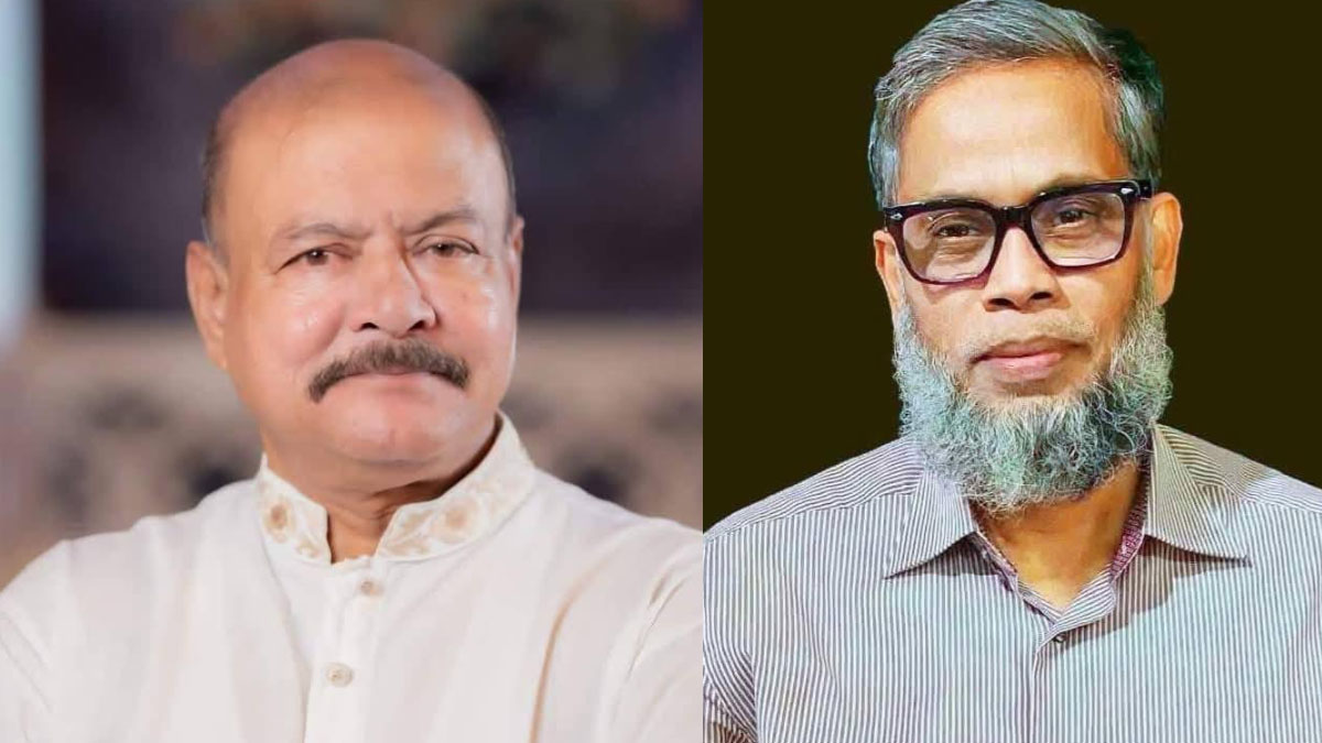 মহিউদ্দিন আহমেদ (বিদ্রোহী প্রার্থী) এবং মো. কামরুজ্জামান রতন (বিএনপি প্রার্থী) । ছবি : রূপালী বাংলাদেশ