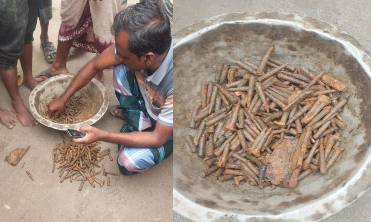 ৩২৫ রাউন্ড থ্রি নট থ্রি রাইফেলের গুলি উদ্ধার। ছবি : রূপালী বাংলাদেশ