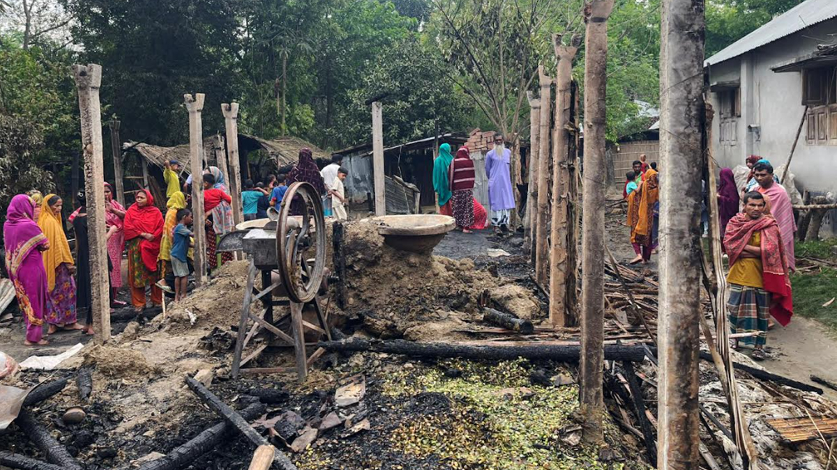 আগুনে পুড়ে ছাই বসতঘর-গবাদিপশু। ছবি : রূপালী বাংলাদেশ
