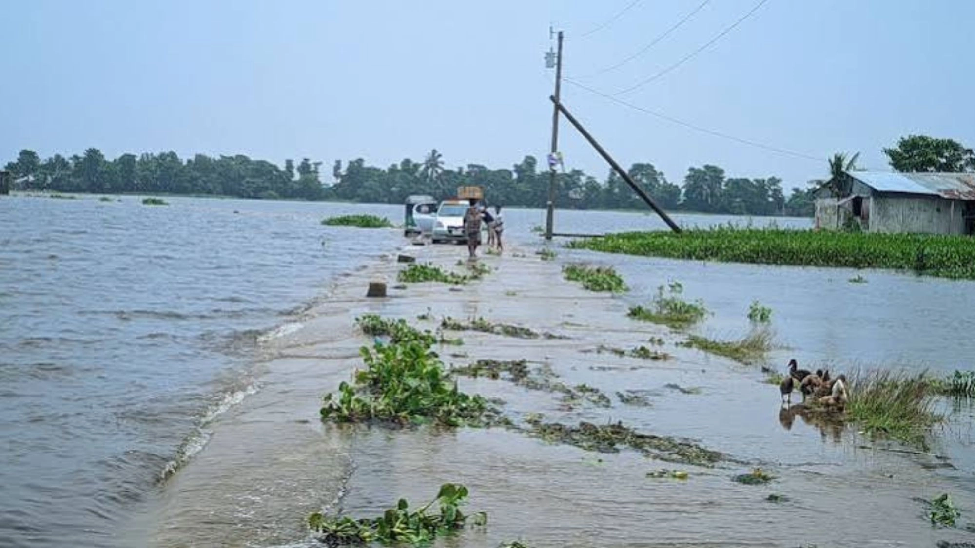সুনামগঞ্জে কমছে বন্যার পানি  বিপৎসীমার ওপরে সুরমা