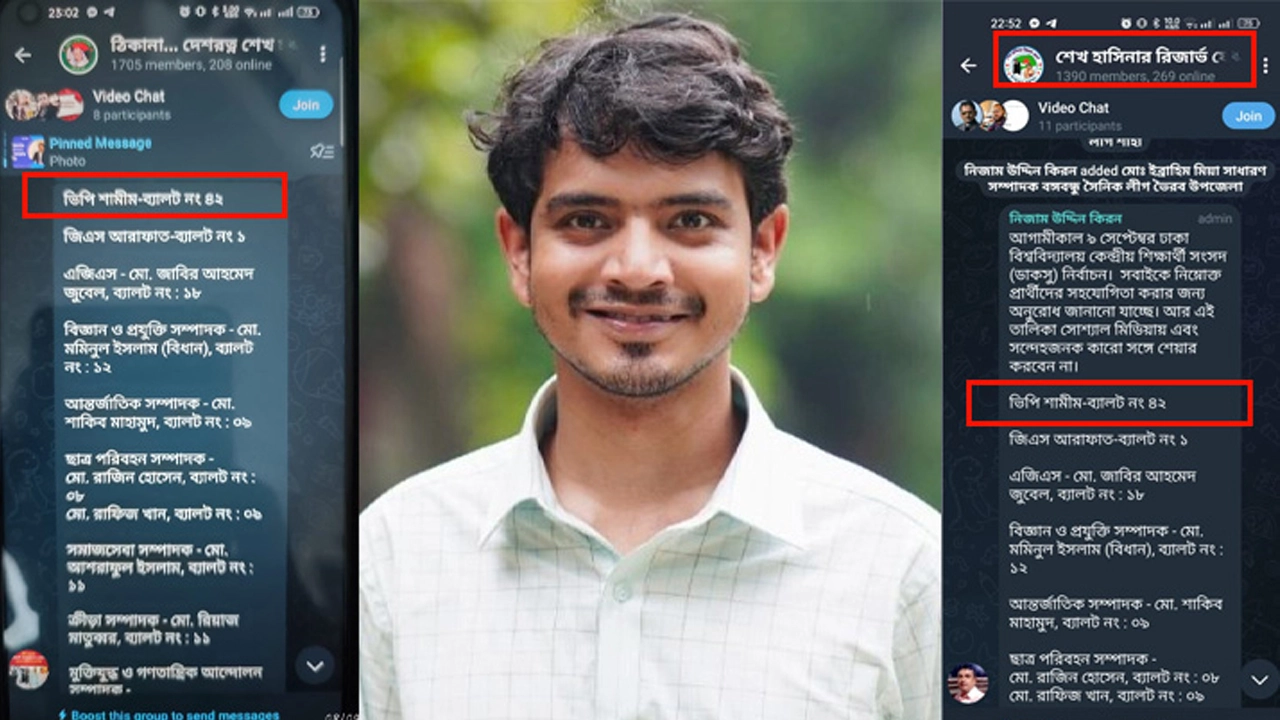 আ.লীগের বিভিন্ন গ্রুপে ভিপি পদে শামিমকে জেতানোর নির্দেশনা। ছবি- সংগৃহীত