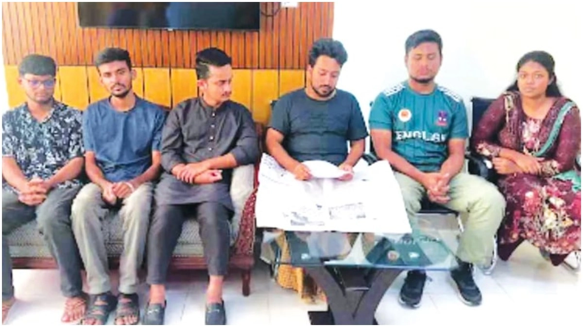 ডিবি হেফাজতে থাকা বৈষম্যবিরোধী ছাত্র আন্দোলনের ছয় সমন্বয়ক। ছবি- সংগৃহীত