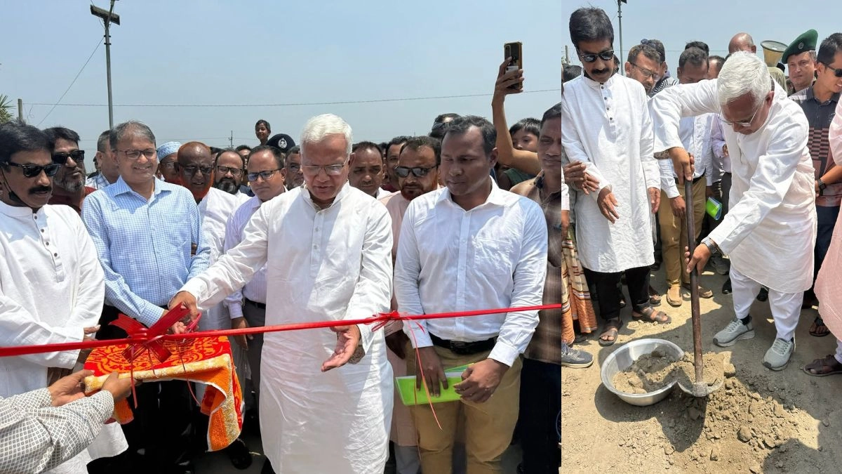 ৬ সড়কের নির্মাণ কাজ উদ্বোধন করছেন সমাজকল্যাণ এবং মহিলা ও শিশু বিষয়ক মন্ত্রী অধ্যাপক ডা. এ জেড এম জাহিদ হোসেন