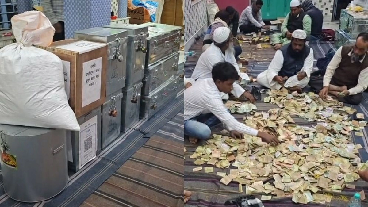 গোনা হচ্ছে দানবাক্সের টাকা। ছবি- সংগৃহীত