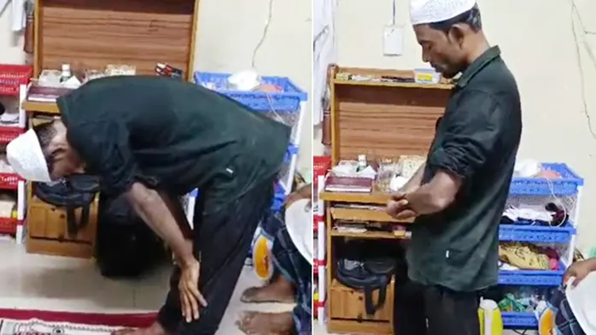 নামাজ পড়ছেন চোর। ছবি : সংগৃহীত