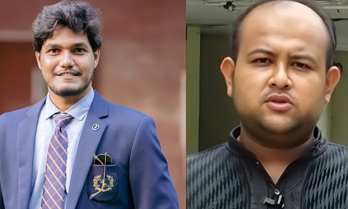 ছাত্রদলের ভিপি প্রার্থী আবিদুল ইসলাম খান ও জিএস প্রার্থী শেখ তানভীর বারী হামিম। ছবি- সংগৃহীত