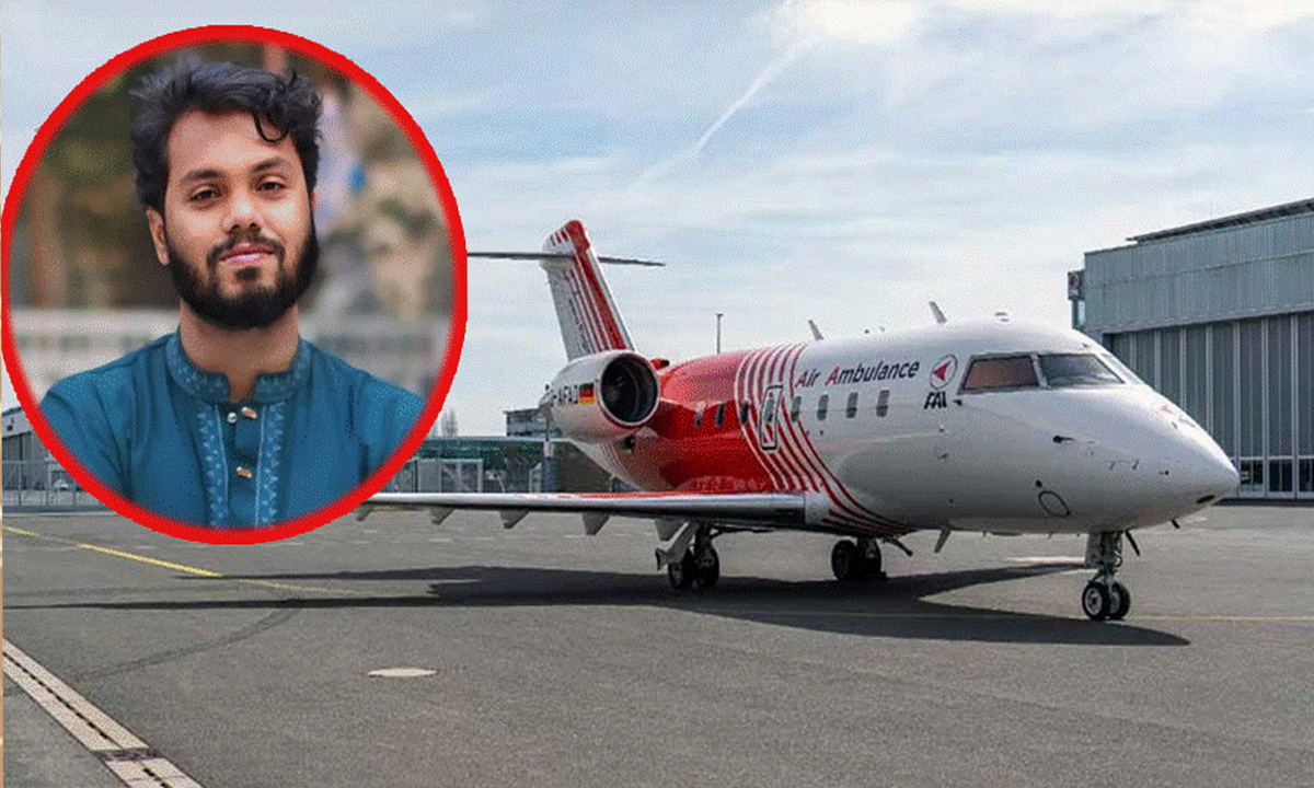 সিঙ্গাপুরে পৌঁছেছে হাদিকে বহন করা এয়ার অ্যাম্বুলেন্স। ছবি- সংগৃহীত