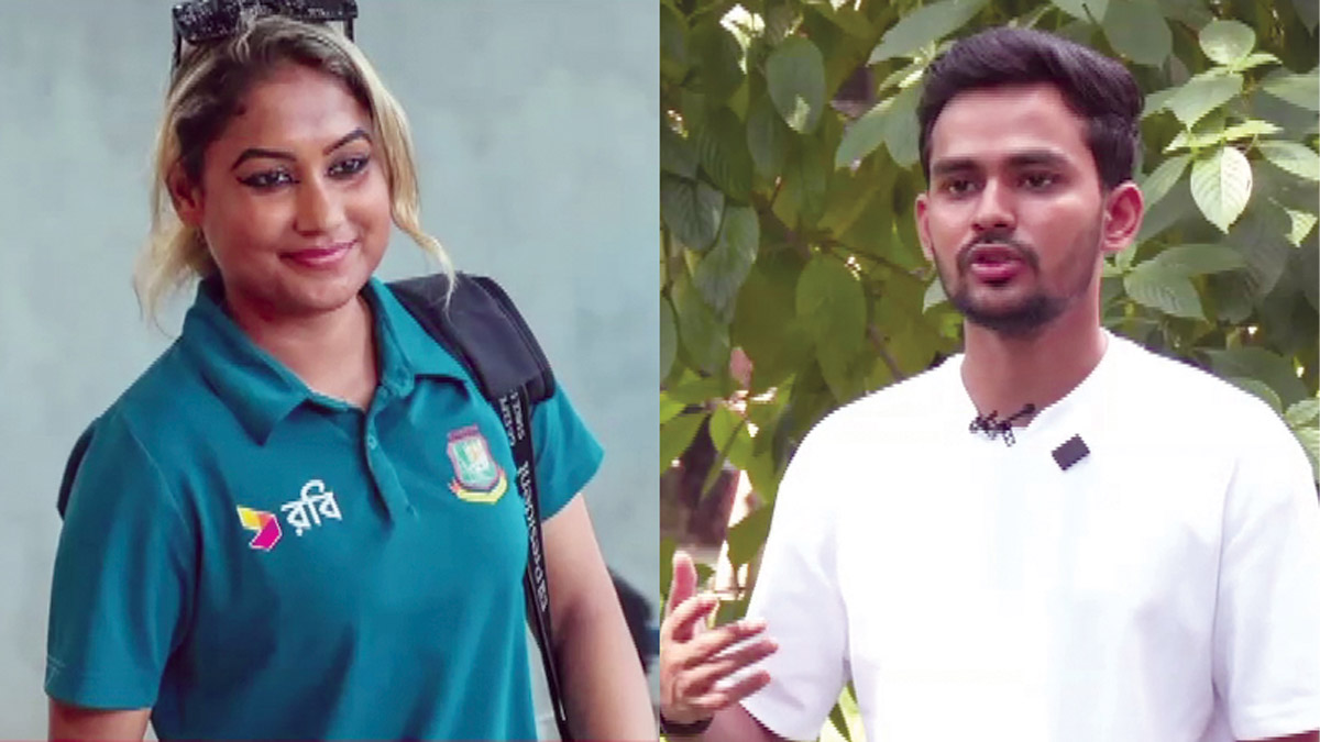 সাবেক অধিনায়ক জাহানারা আলম ও ক্রীড়া উপদেষ্টা আসিফ মাহমুদ সজীব ভুঁইয়া।