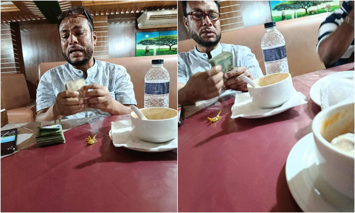 রেস্তোরাঁয় বসে পৌর প্রকৌশলীর ‘ঘুষের টাকা গোনার’ ছবি ভাইরাল