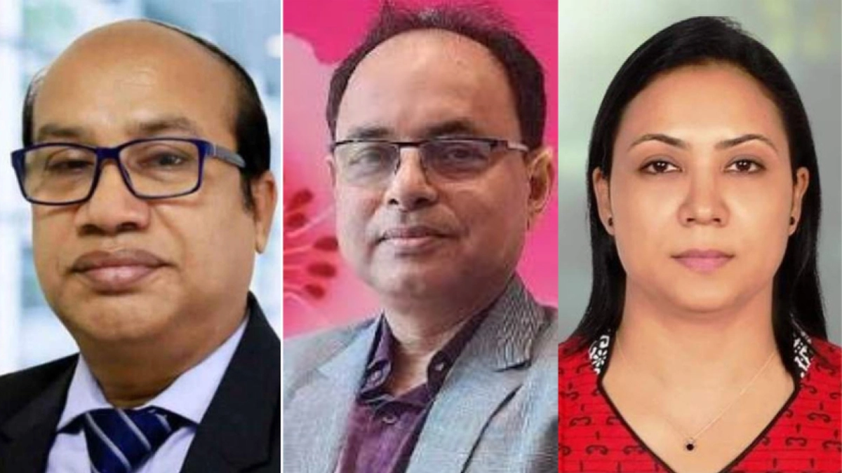 অধ্যাপক ডা. সানোয়ার হোসেন, অধ্যাপক ডা. এ কে এম ফজলুল বারী ও অধ্যাপক ডা. জিনাত জেবিন। ছবি : সংগৃহীত