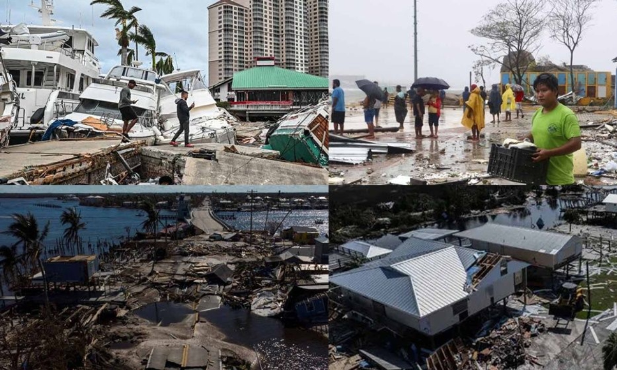 ঘূর্ণিঝড় ‘মেলিসা’র তাণ্ডবের কয়েকটি খণ্ডচিত্র। ছবি- সংগৃহীত