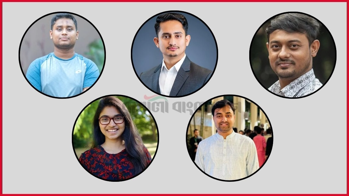 জাতীয় নাগরিক পার্টির (এনসিপি) শীর্ষ পাঁচ নেতা। ছবি- রূপালী বাংলাদেশ গ্রাফিক্স