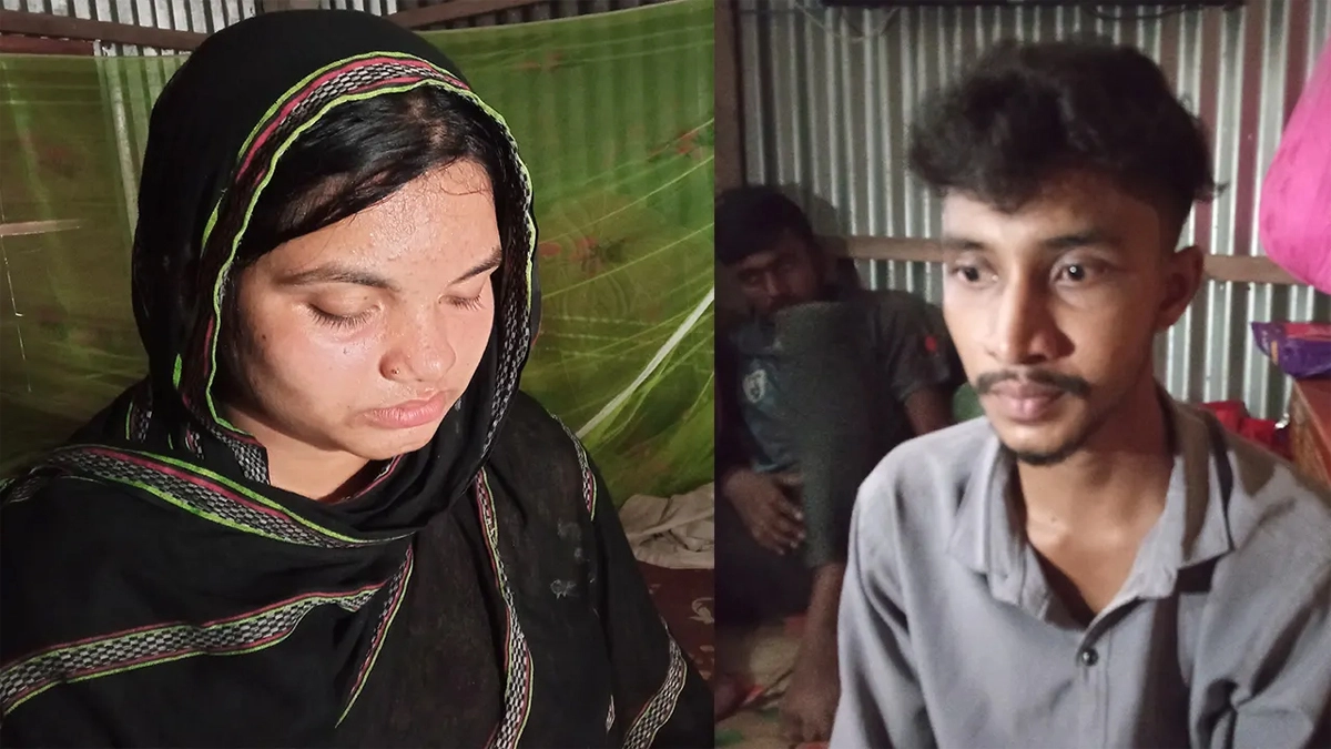 প্রবাসীর স্ত্রী ও আটক নীরব। ছবি : সংগৃহীত
