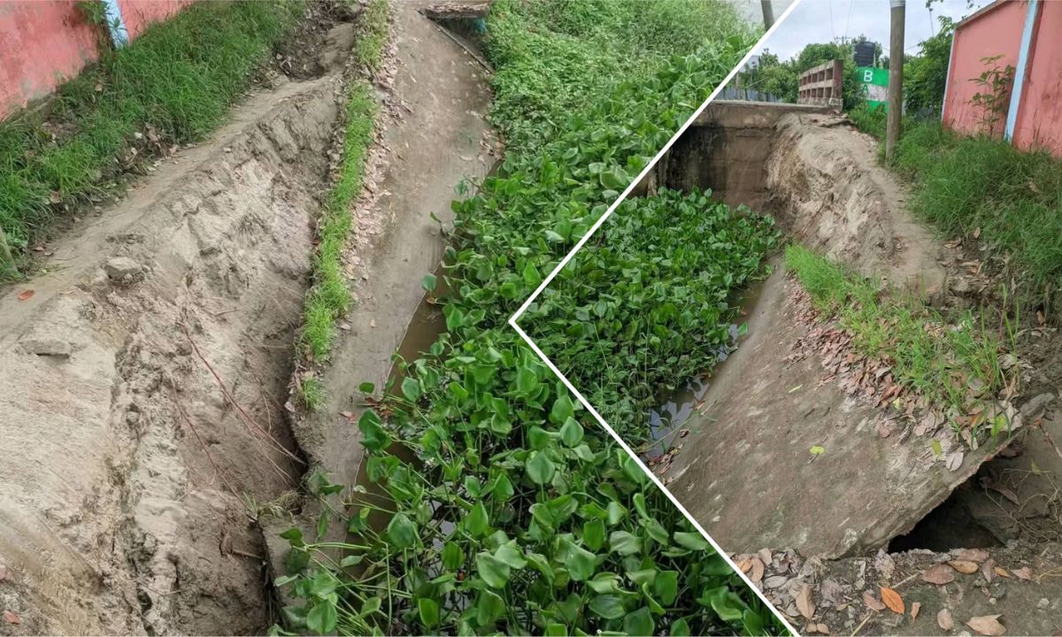গজারিয়ায় পানির স্রোতে রাস্তা বিলীন, হাজারো মানুষের চলাচল বন্ধ। ছবি- রূপালী বাংলাদেশ