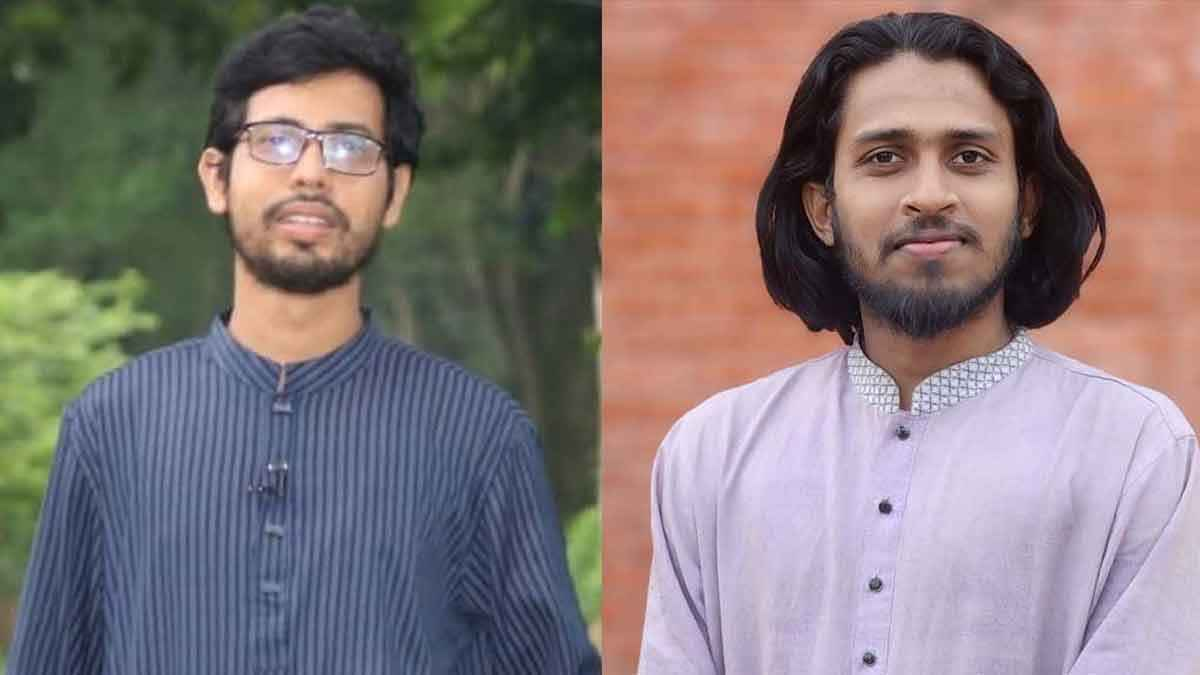 কাজী নজরুল ইসলাম মিলনায়তনের সামনে সংবাদ সম্মেলন করেন নবনির্বাচিত ভিপি জিএস। ছবি- সংগৃহীত