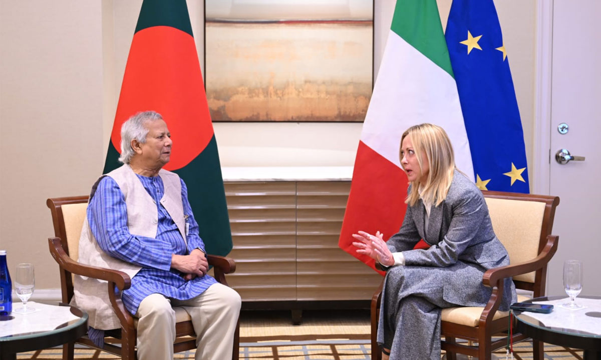 প্রধান উপদেষ্টা অধ্যাপক ড. মুহাম্মদ ইউনূস ও ইতালির প্রধানমন্ত্রী জর্জিয়া মেলোনি। ছবি- সংগৃহীত
