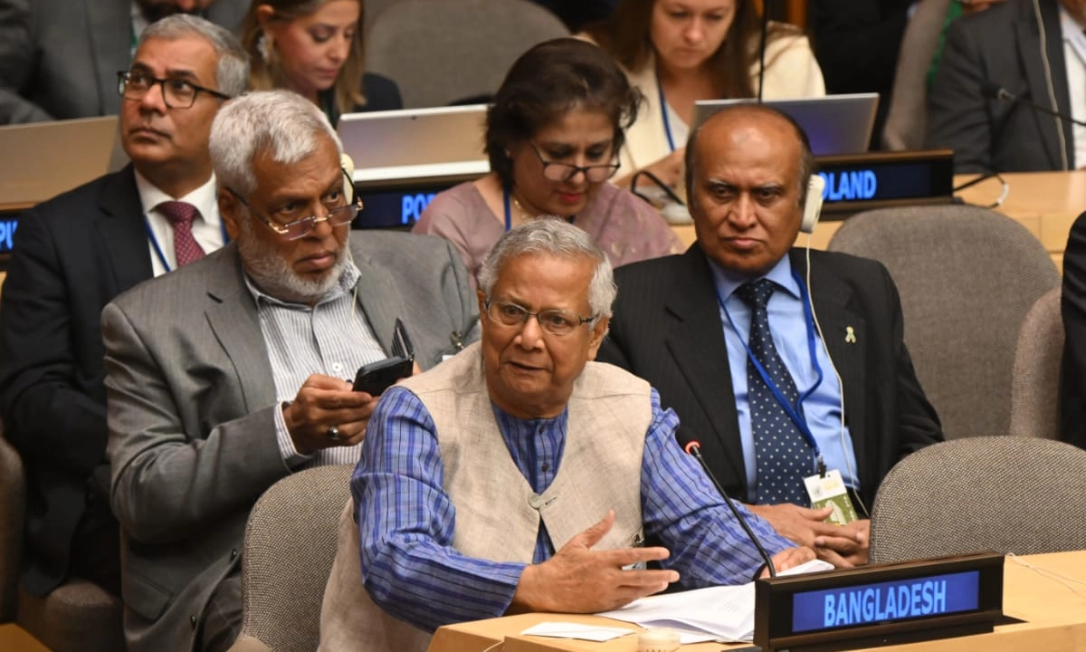 জাতিসংঘের উদ্বোধনী এক অনুষ্ঠানের প্রধান উপদেষ্টা অধ্যাপক মুহাম্মদ ইউনূস যোগ দেন। ছবি- প্রধান উপদেষ্টার প্রেস উইং