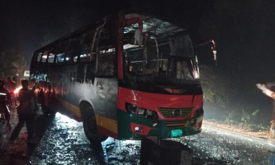 মধুপুরে মোটরসাইকেল দুর্ঘটনায় কিশোরের মৃত্যু, বাসে আগুন