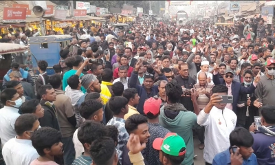 বকশীগঞ্জে বিএনপির গণমিছিলে মানুষের ঢল