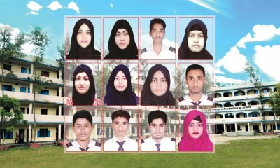 ২০২৪-২০২৫ শিক্ষাবর্ষে দেশের বিভিন্ন পাবলিক বিশ্ববিদ্যালয়ে ভর্তি হওয়া লালমোহন হা-মীম রেসিডেন্সিয়াল স্কুল অ্যান্ড কলেজের মেধাবী শিক্ষার্থীরা।      ছবি- রূপালী বাংলাদেশ