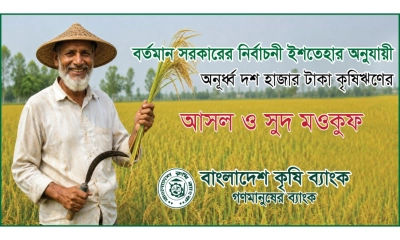 বাংলাদেশ কৃষি ব্যাংক ৭ লাখ ১০ হাজার কৃষকের ৬০৫ কোটি টাকার কৃষিঋণ মওকুফ করেছে