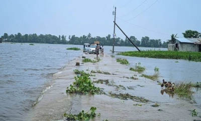 সুনামগঞ্জে কমছে বন্যার পানি  বিপৎসীমার ওপরে সুরমা