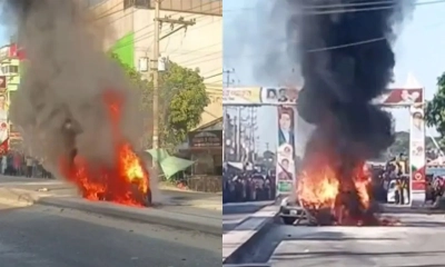 বিএনপি প্রার্থীর বহরে থাকা গাড়িতে আগুন, দগ্ধ ৪