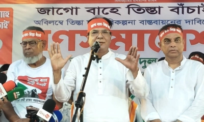 বক্তব্য দেন বিএনপির কেন্দ্রীয় বিএনপির সাংগঠনিক সম্পাদক অধ্যক্ষ আসাদুল হাবিব দুলু। ছবি- রূপালী বাংলাদেশ