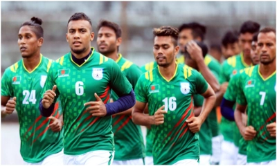 প্রশিক্ষণরত বাংলাদেশ ফুটবল দল। ছবি- সংগৃহীত