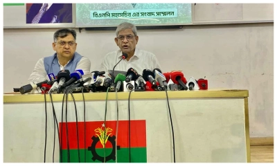 বিএনপির মহাসচিব মির্জা ফখরুল ইসলাম আলমগীর ও জাতীয় স্থায়ী কমিটির সদস্য সালাহউদ্দিন আহমদ। ছবি- সংগৃহীত