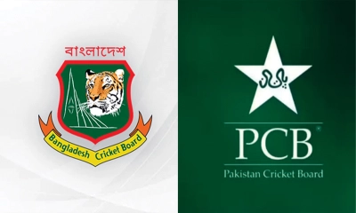 বিসিবি ও পিসিবির লোগো। বিসিবি ও পিসিবির লোগো।