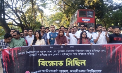 জবি ছাত্রদল নেতা হত্যার প্রতিবাদে জাবিতে বিক্ষোভ