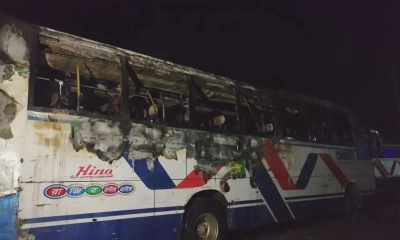 ভোটের রাতে বাসে ভয়াবহ আগুন