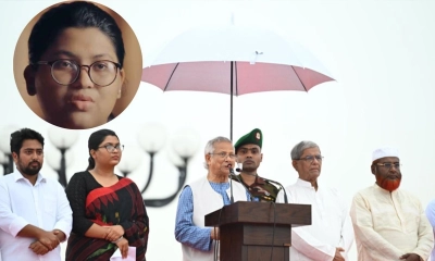 প্রধান উপদেষ্টার পাশে থাকা কে এই তরুণী