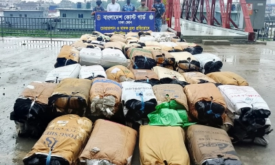 নারায়ণগঞ্জে ৫৪ লাখ টাকার নিষিদ্ধ পলিথিন জব্দ করল কোস্ট গার্ড