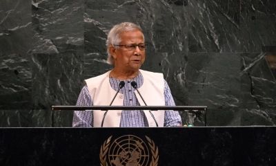 জাতিসংঘ সাধারণ পরিষদের অধিবেশনে ভাষণ দিচ্ছেন প্রধান উপদেষ্টা ড. মুহাম্মদ ইউনূস। ছবি- সংগৃহীত