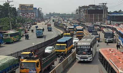 গাজীপুরে ২০ কিলোমিটার যানজট, ঈদযাত্রায় জনদুর্ভোগ
