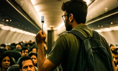 কাঁটা-চামচের আঘাতে মাঝ আকাশে বিশৃঙ্খলা, জরুরি বিমান অবতরণ