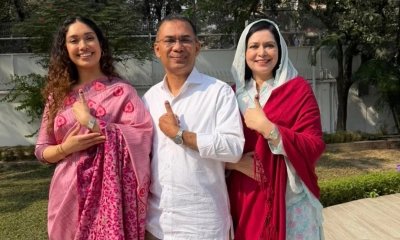 জোবাইদা, জাইমাকে নিয়ে ভোট দিলেন তারেক রহমান