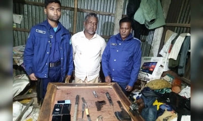 কিশোরগঞ্জে আগ্নেয়াস্ত্র ও দেশীয় অস্ত্রসহ গ্রেপ্তার এক
