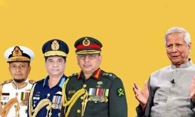 প্রধান উপদেষ্টার সঙ্গে বৈঠক করতে তিন বাহিনী প্রধান যমুনায়