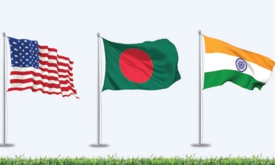 ভারত, বাংলাদেশ ও যুক্তরাষ্ট্রের পতাকা। ছবি- সংগৃহীত