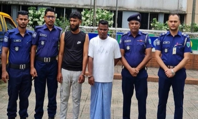 মৌলভীবাজারে ব্যবসায়ী ও তার মেয়ের গলায় দা ধরে ব্যাগ ছিনতাইয়ের ঘটনায় দুজনকে গ্রেপ্তার করা হয়। ছবি- রূপালী বাংলাদেশ
