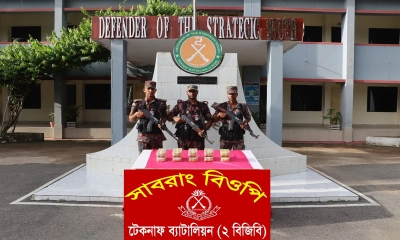জব্দকৃত ইয়াবাসহ বিজিবি সদস্যরা। ছবি- সংগৃহীত