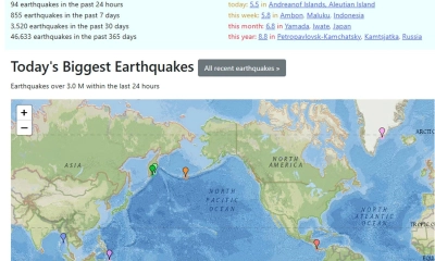 বিশ্বের বিভিন্ন স্থানে একদিনে ৯৪ ভূমিকম্প