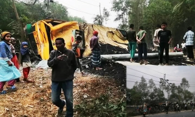 বড়পুকুরিয়ায় বিদ্যুৎ লাইনে ট্রাকের ধাক্কা, বিদ্যুৎ সরবরাহ বন্ধ