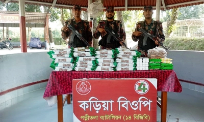 উদ্ধার ভারতীয় পণ্য। ছবি : রূপালী বাংলাদেশ