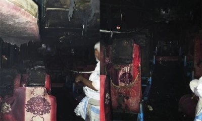 নোয়াখালীতে টার্মিনালে থাকা বাসে আগুন