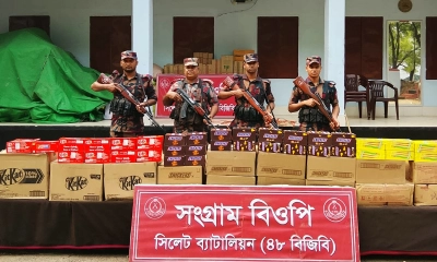 সীমান্তে ২ কোটি ৪৫ লাখ টাকার চোরাচালান পণ্য আটক